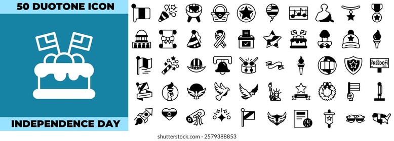 Independence Day Duotone Editable Icons set. Vector illustration in modern thin duotone style of independence day icons: day, party, usa, etc