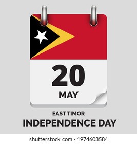 Independence Day, East Timor - 20 May, days of year flat realistic calendar icon Independence Day vector image with East Timor flag