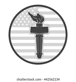 Independence day emblem July fourth vector illustration day sign poster element eps torch liberty