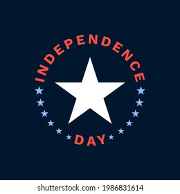 Independence Day Emblem Logo. 4th of July American Independence Day Badge Logo. Vector Design Element for 4th July on Blue Background. Square Banner for Social Media Post.