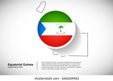 Independence day of Equatorial Guinea. Creative national holiday of Equatorial Guinea with map design elements and country flag in circle. Modern greeting card, banner vector illustration.