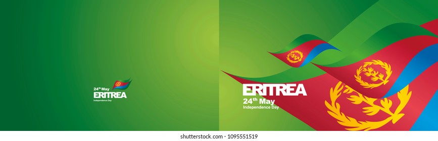 Independence Day Eritrea flag ribbon two fold landscape background