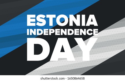 Independence Day in Estonia. National happy holiday, celebrated annual in February 24. Estonian flag. Patriotic elements. Poster, card, banner and background. Vector illustration