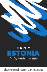 Independence Day in Estonia. National happy holiday, celebrated annual in February 24. Estonian flag. Patriotic elements. Poster, card, banner and background. Vector illustration