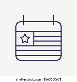 Independence Day Event Calendar Date Outline Vector Icon
