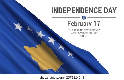 Independence Day. February 17. Vector banner design template with flag of Kosovo.