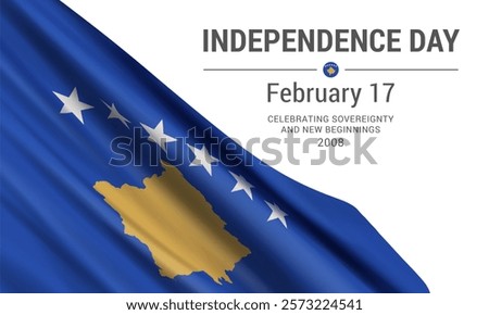 Independence Day. February 17. Vector banner design template with flag of Kosovo.