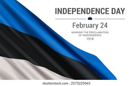 Independence Day. February 24. Vector banner design template with flag of Estonia.