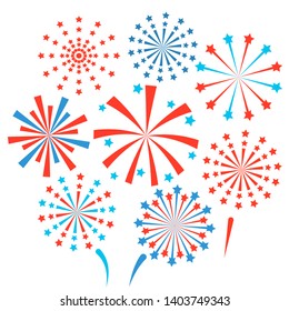 Independence Day festive fireworks, vector illustration