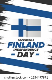 Independence Day in Finland. National happy holiday, celebrated annual in December 6. Finland flag. Patriotic elements. Poster, card, banner and background. Vector illustration