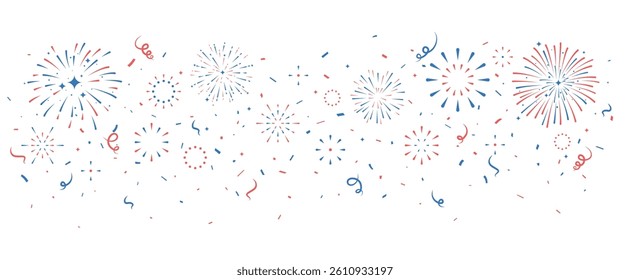 Independence day fireworks banner, holiday poster, flyer, greeting card and decorative elements