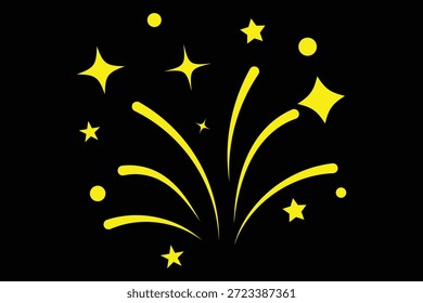 Symbol für das Feuerwerk am Unabhängigkeitstag. Vektor Golden Doodle Feuerwerk. Feier, Partysymbol, Jahrestag, Silvester. Symbol für Feuerwerk. Vierte Juli Feier Symbol, Independence Day Design-Symbole