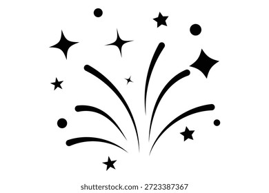 Icono de fuegos artificiales del Día de la Independencia. Vector de fuegos artificiales Doodle de oro. Celebración, Icono de fiesta, Aniversario, Nueva Nochevieja. Conjunto de iconos de Firework. Símbolo de celebración del 4 de julio, iconos de diseño del Día de la Independencia
