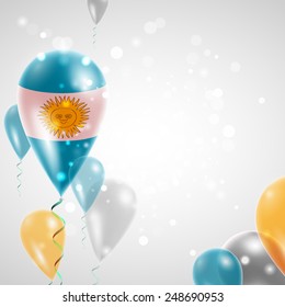 Independence Day. Flag of Argentina on air balloon. Celebration and gifts. Balloons on the feast of the national.  Use for brochures, printed materials, signs, elements