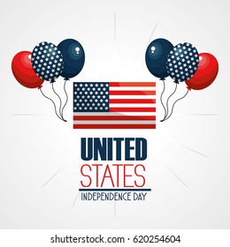 independence day with flag and balloons