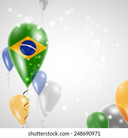 Independence Day. Flag of Brazil on air balloon. Celebration and gifts. Balloons on the feast of the national.  Use for brochures, printed materials, signs, elements