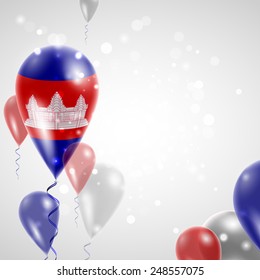 Independence Day. Flag of Cambodia on air balloon. Celebration and gifts. Balloons on the feast of the national.  Use for brochures, printed materials, signs, elements