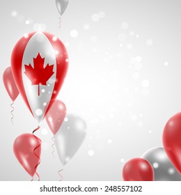 Independence Day. Flag of Canada on air balloon. Celebration and gifts. Balloons on the feast of the national.  Use for brochures, printed materials, signs, elements