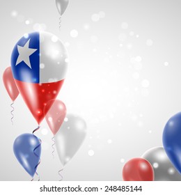 Independence Day. Flag of Chile on air balloon. Celebration and gifts. Balloons on the feast of the national.  Use for brochures, printed materials, signs, elements