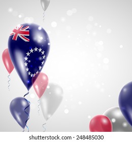 Independence Day. Flag of Cook Islands on air balloon. Celebration and gifts. Balloons on the feast of the national.  Use for brochures, printed materials, signs, elements