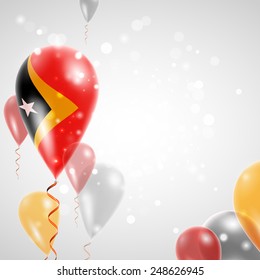 Independence Day. Flag of East Timor on air balloon. Celebration and gifts. Balloons on the feast of the national.  Use for brochures, printed materials, signs, elements