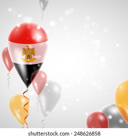 Independence Day. Flag of Egypt on air balloon. Celebration and gifts. Balloons on the feast of the national.  Use for brochures, printed materials, signs, elements