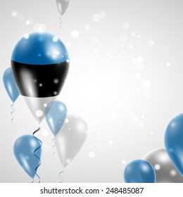 Independence Day. Flag of Estonia on air balloon. Celebration and gifts. Balloons on the feast of the national.  Use for brochures, printed materials, signs, elements