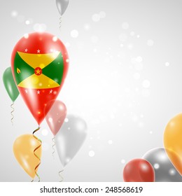 Independence Day. Flag of Grenada on air balloon. Celebration and gifts. Balloons on the feast of the national. Use for brochures, printed materials, signs, elements