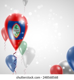 Independence Day. Flag of Guam on air balloon. Celebration and gifts. Balloons on the feast of the national.  Use for brochures, printed materials, signs, elements