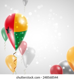 Independence Day. Flag of Guinea Bissau on air balloon. Celebration and gifts. Balloons on the feast of the national.  Use for brochures, printed materials, signs, elements