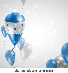 Independence Day. Flag of Honduras on air balloon. Celebration and gifts. Balloons on the feast of the national.  Use for brochures, printed materials, signs, elements