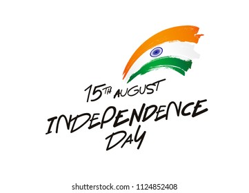Independence Day. Flag of India. 15th of august. Vector Illustration on a white background. Lettering. 