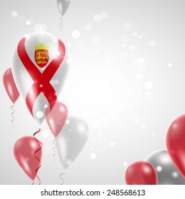 Independence Day. Flag Jersey on air balloon. Celebration and gifts. Balloons on the feast of the national.  Use for brochures, printed materials, signs, elements