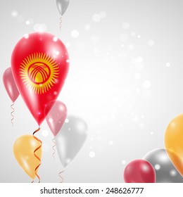 Independence Day. Flag of Kyrgyzstan on air balloon. Celebration and gifts. Balloons on the feast of the national.  Use for brochures, printed materials, signs, elements