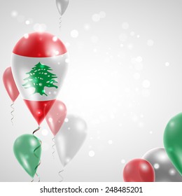 Independence Day. Flag of Lebanon on air balloon. Celebration and gifts. Balloons on the feast of the national.  Use for brochures, printed materials, signs, elements