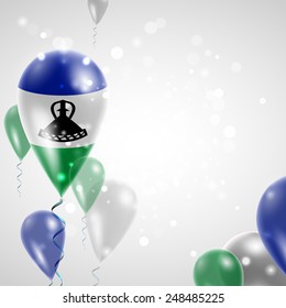 Independence Day. Flag of Lesotho on air balloon. Celebration and gifts. Balloons on the feast of the national.  Use for brochures, printed materials, signs, elements