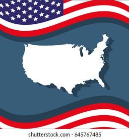 independence day with flag and map design