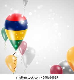 Independence Day. Flag of Mauritius on air balloon. Celebration and gifts. Balloons on the feast of the national.  Use for brochures, printed materials, signs, elements