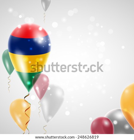 Independence Day. Flag of Mauritius on air balloon. Celebration and gifts. Balloons on the feast of the national.  Use for brochures, printed materials, signs, elements