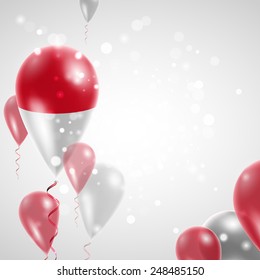 Independence Day. Flag of Monaco on air balloon. Celebration and gifts. Balloons on the feast of the national.  Use for brochures, printed materials, signs, elements