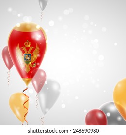 Independence Day. Flag of Montenegro on air balloon. Celebration and gifts. Balloons on the feast of the national.  Use for brochures, printed materials, signs, elements