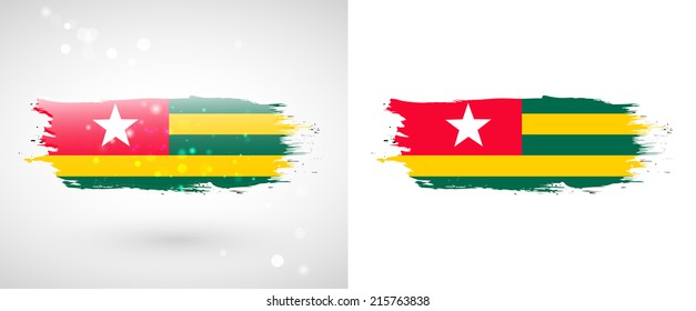 Independence Day. Flag painted with a brush with paint. Grungy flag. Grungy style. Brushstroke. Use for brochures, printed materials, icons, logos, signs,  elements, etc. Flag of Togo