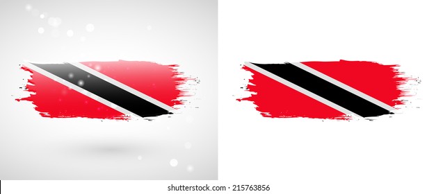 Independence Day. Flag painted with a brush with paint. Grungy flag. Grungy style. Brushstroke. Use for brochures, printed materials, icons, logos, signs,  elements, etc. Flag of Trinidad and Tobago