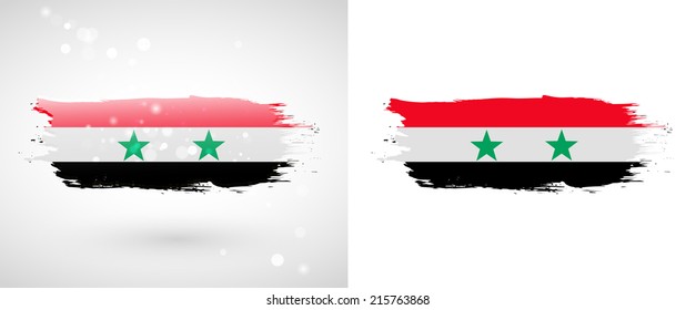 Independence Day. Flag painted with a brush with paint. Grungy flag. Grungy style. Brushstroke. Use for brochures, printed materials, icons, logos, signs,  elements, etc. Flag of Syria