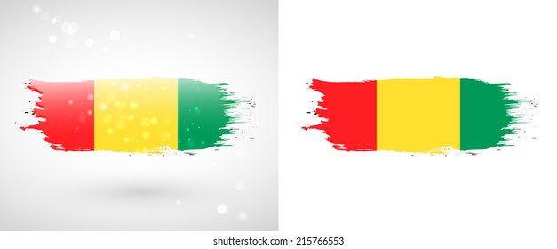 Independence Day. Flag painted with a brush with paint. Grungy flag. Grungy style. Brushstroke. Use for brochures, printed materials, icons, logos, signs,  elements, etc. Flag of Guinea