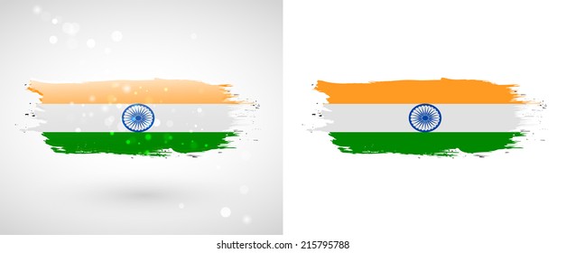 Independence Day. Flag painted with a brush with paint. Grungy flag. Grungy style. Brushstroke. Use for brochures, printed materials, icons, logos, signs,  elements, etc. Flag of India