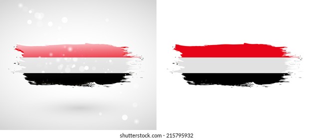 Independence Day. Flag painted with a brush with paint. Grungy flag. Grungy style. Brushstroke. Use for brochures, printed materials, icons, logos, signs,  elements, etc. Flag of Yemen
