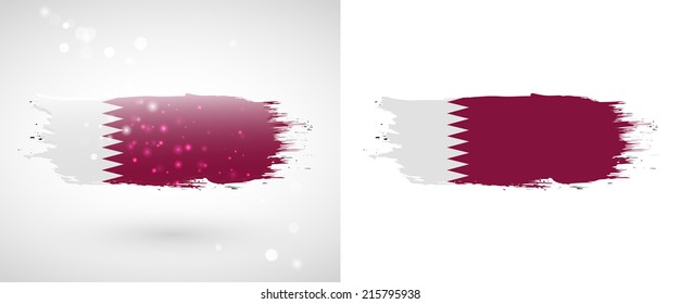 Independence Day. Flag painted with a brush with paint. Grungy flag. Grungy style. Brushstroke. Use for brochures, printed materials, icons, logos, signs,  elements, etc. Flag of Qatar
