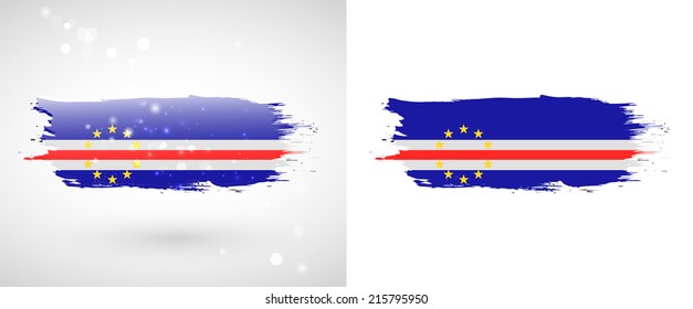 Independence Day. Flag painted with a brush with paint. Grungy flag. Grungy style. Brushstroke. Use for brochures, printed materials, icons, logos, signs,  elements, etc. Flag of Cape Verde