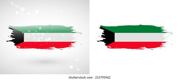 Independence Day. Flag painted with a brush with paint. Grungy flag. Grungy style. Brushstroke. Use for brochures, printed materials, icons, logos, signs,  elements, etc. Flag of Kuwait
